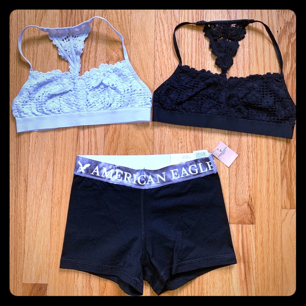 Aerie Bralettes & NWT American Eagle Shorts Bundle